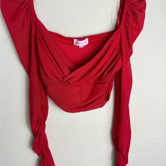 MARBLE Vibrant Red Cropped Top and Skirt - Picture 4 of 5